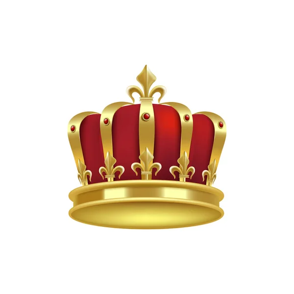 Reyes corona de oro imperial icono realista o ilustración vector signo aislado. — Archivo Imágenes Vectoriales