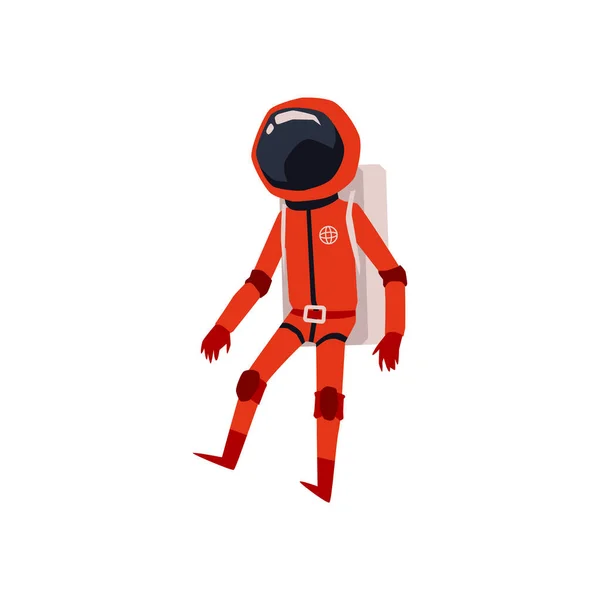 Astronaut in space suit cartoon character flat vector illustration isolated. — Stock Vector