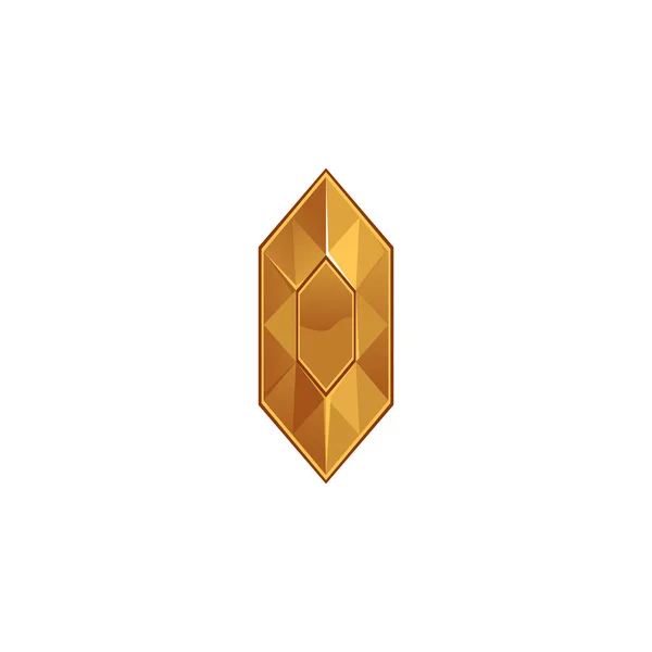 Diamante amarillo o topacio joya icono de cristal, ilustración vectorial de dibujos animados aislado. — Vector de stock