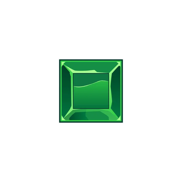 Pedra preciosa verde esmeralda quadrada isolada no fundo branco — Vetor de Stock