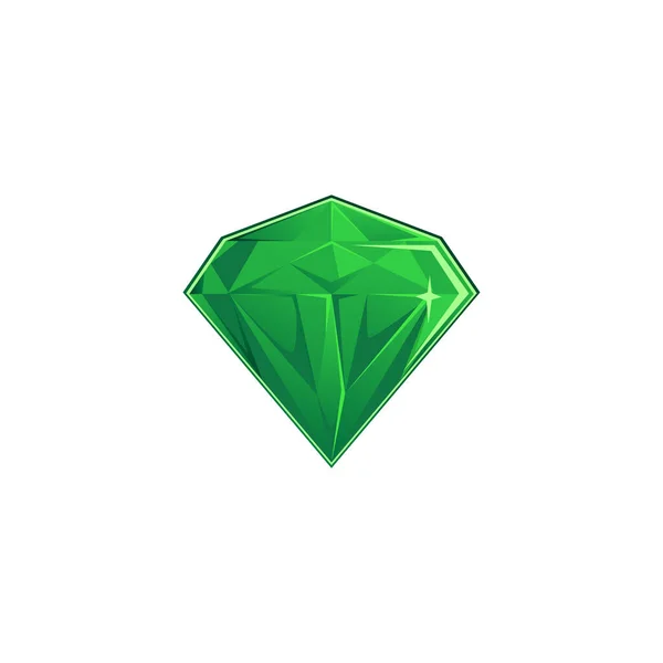 Groene diamant of kristal edelsteen pictogram vector cartoon illustratie geïsoleerd. — Stockvector