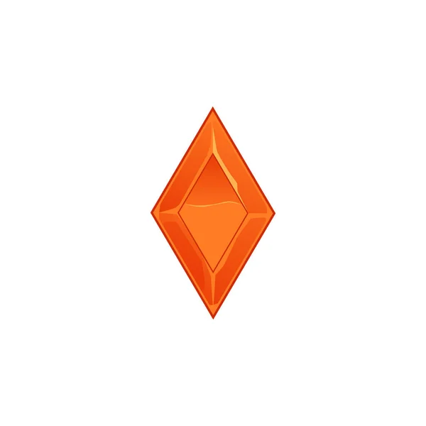 Rhombus oranje diamant of topaas kristal icoon, cartoon vector illustratie geïsoleerd. — Stockvector