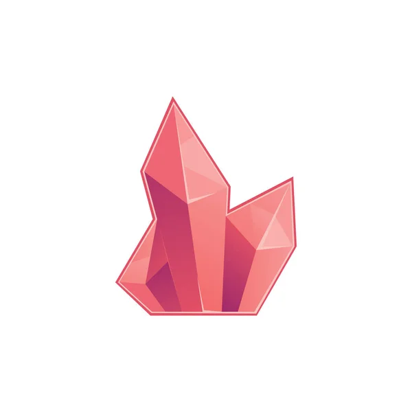 Luz rosa cristal gema cluster adesivo isolado no fundo branco — Vetor de Stock