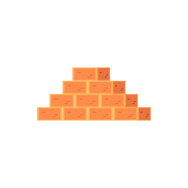 Ikona cihlové oranžové stěny a cedule s cementem, koncept domácí stavby. — Stockový vektor