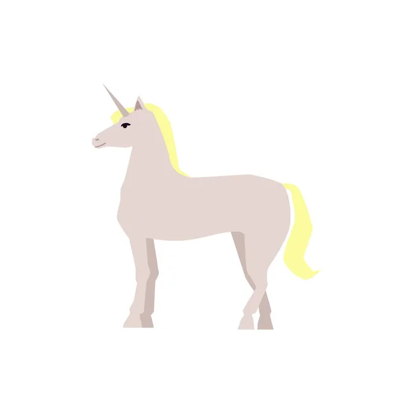 Cute unicorn karakter sihir fantasi kuda datar vektor ilustrasi terisolasi. - Stok Vektor