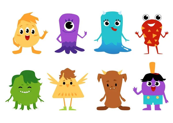 Leuke cartoon baby monster set geïsoleerd op witte achtergrond — Stockvector