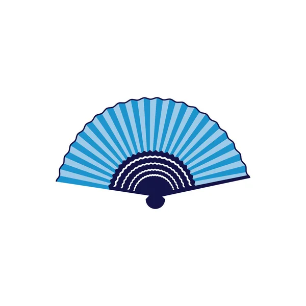 Salón de baile o asiático abierto ventilador azul icono o símbolo plano vector ilustración aislado. — Archivo Imágenes Vectoriales