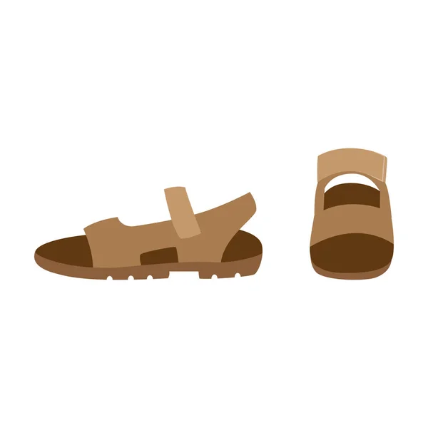 Zapatos de sandalia marrón para hombre aislados sobre fondo blanco — Vector de stock