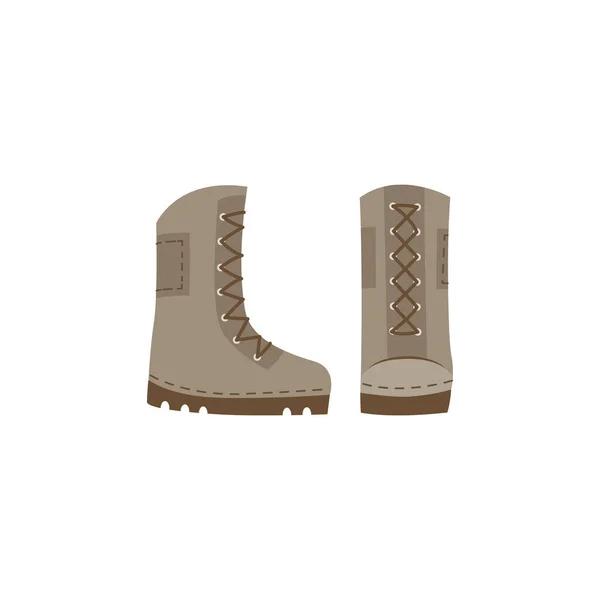 Bottes de randonnée ou de pluie de style militaire illustration vectorielle plate isolée. — Image vectorielle