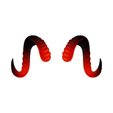 Twisted devils horns in red and black realistic vector illustration isolated. clipart