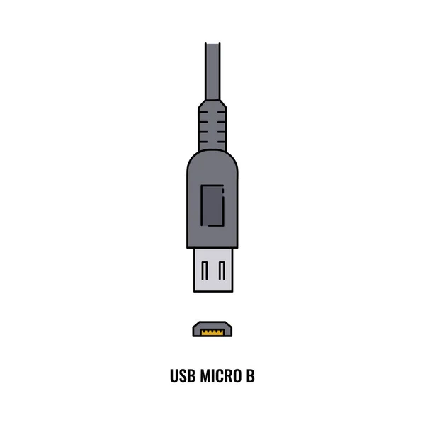 Ikone des USB micro B Computer Port Cartoon Vektor Illustration isoliert auf weiß. — Stockvektor