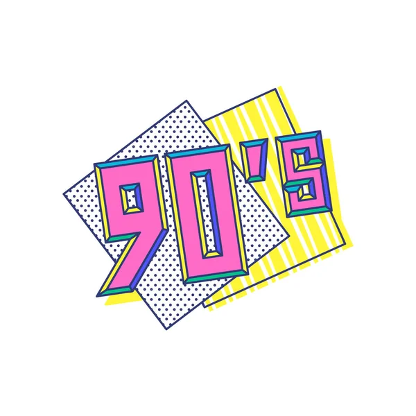 90er Jahre Ziffern auf Banner im Retro Pop Art Stil Vektor Illustration isoliert. — Stockvektor