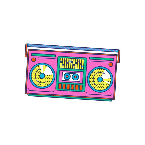 Pink retro music boombox icon isolated on white background — Stock Vector