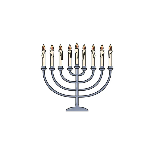 Skiss ikon av judiska menorah för Hanukkah tecknad vektor illustration isolerad. — Stock vektor