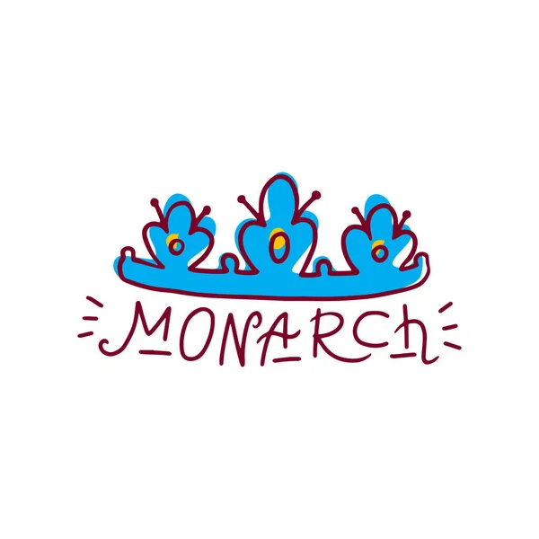 Coroa monarca azul - doodle isolado no fundo branco. — Vetor de Stock