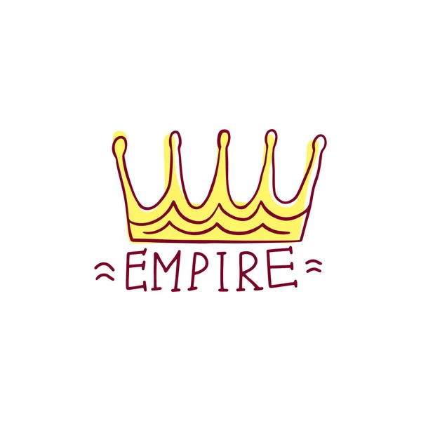 Yellow Empire crown drawing icon isolated on white background. — стоковый вектор