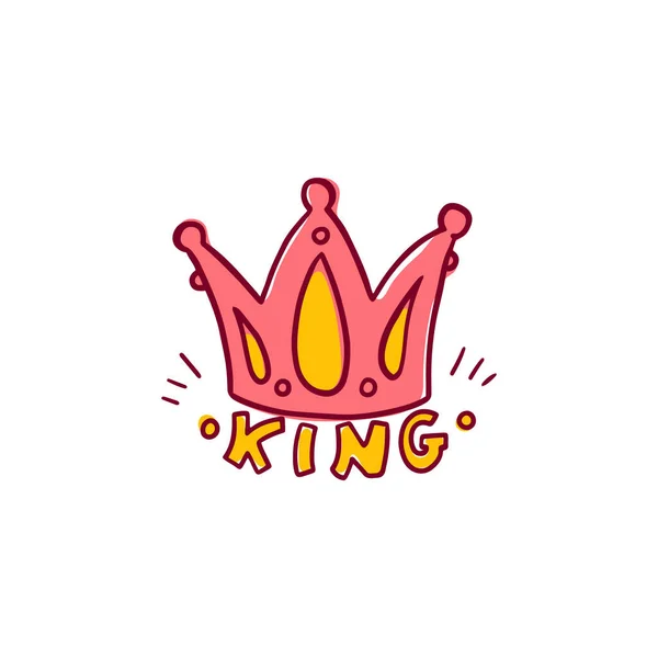 Banner de letras con corona real y palabra Rey vector ilustración aislado. — Vector de stock