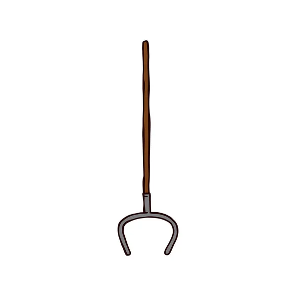Чертеж вилки - старый русский кухонный инструмент для извлечения кастрюль из печи. — стоковый вектор