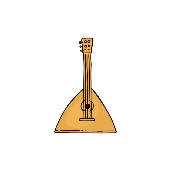 Cultura russa ferramenta musical uma balalaika, esboço ilustração vetorial isolado. — Vetor de Stock