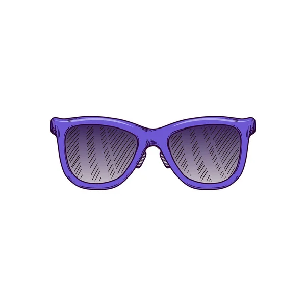 Clássico azul wayfarer óculos de sol desenho isolado no fundo branco — Vetor de Stock