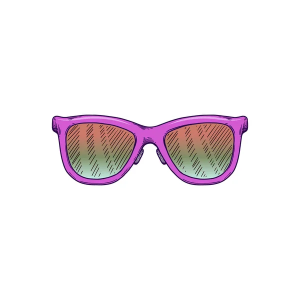 Lunettes de soleil violet tendance avec lentille colorée - dessin isolé sur fond blanc. — Image vectorielle