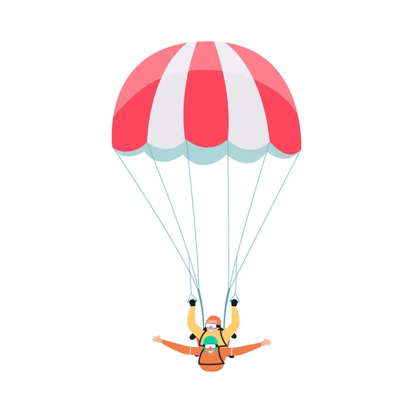 Due persone che volano con un paracadute in tandem istruttore e cliente — Vettoriale Stock