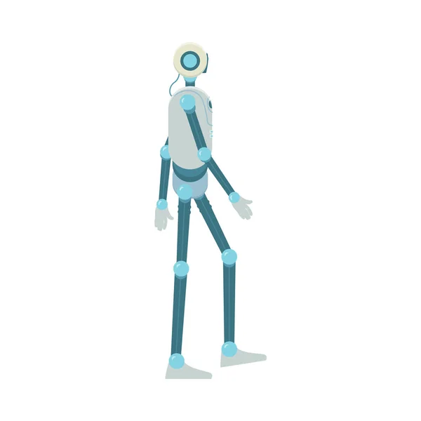로봇 안드로이드 만화 캐릭터 평면 벡터 삽화 흰색에 분리. — 스톡 벡터