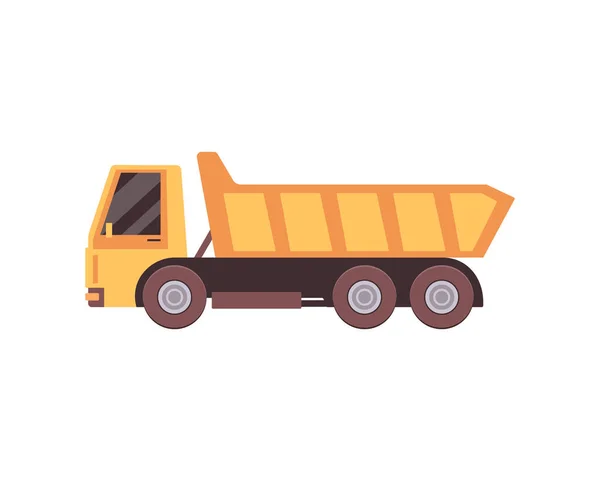 Ilustración vectorial de un camión volquete amarillo. — Vector de stock