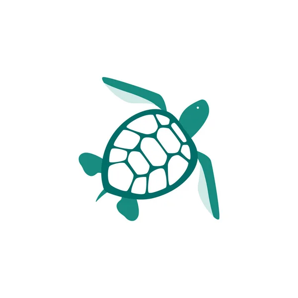 Icono azul tortuga marina o símbolo vector plano ilustración aislado en blanco. — Archivo Imágenes Vectoriales