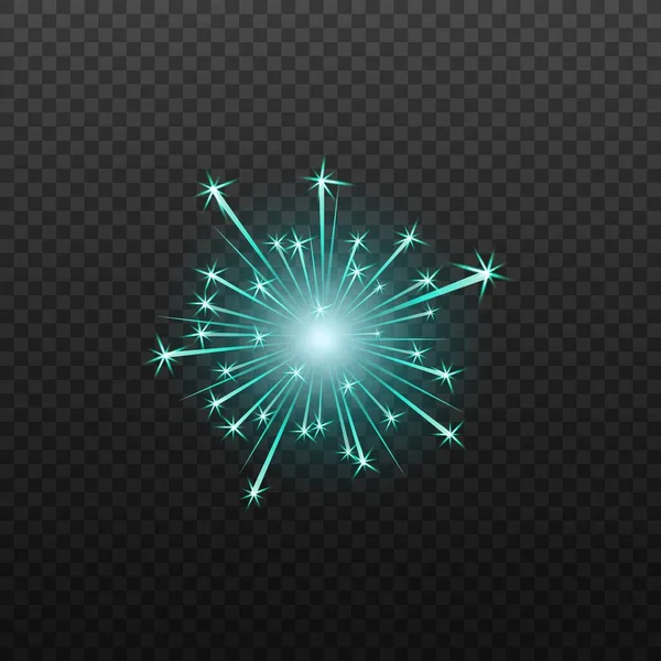 Neon blauw vuurwerk of vuurwerk pictogram realistische vector illustratie geïsoleerd. — Stockvector