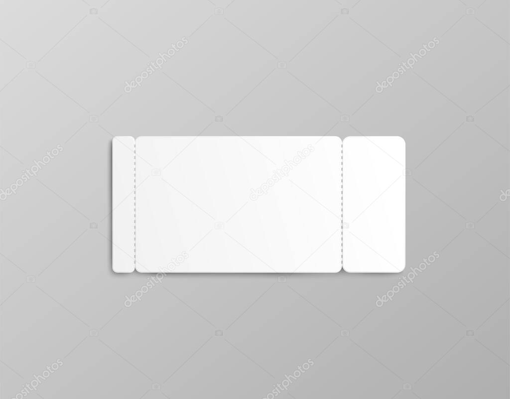 Rectangle coupon or ticket mockup with two stub rip lines