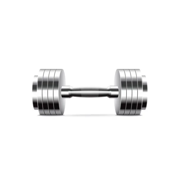 Shiny metallic dumbbell or gym weight realistic vector illustration isolated. — 스톡 벡터