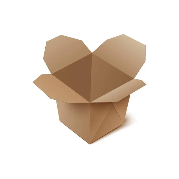 Vazio aberto tirar caixa de comida - mockup realista de recipiente de papelão — Vetor de Stock