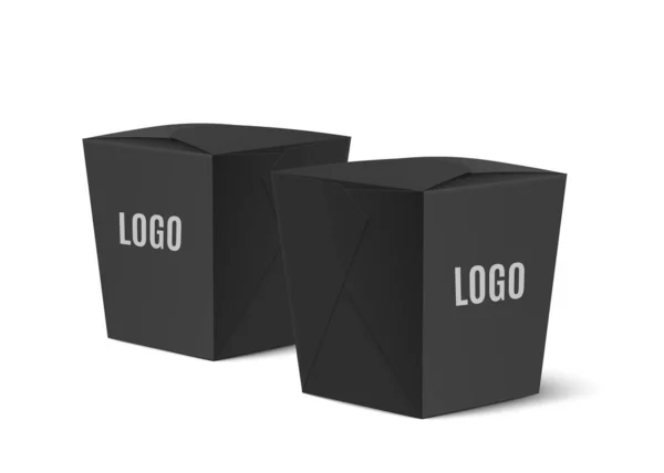 ロゴの場所の現実的なベクトルのイラストが孤立した段ボールフードボックス. — ストックベクタ