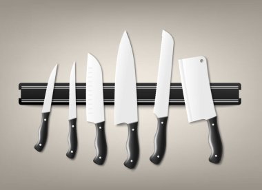 Mutfak çatal bıçak bıçakları gerçekçi vektör çizimi izole edilmiş..