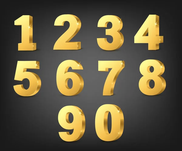 Numéros d'or vectoriels 3D. — Image vectorielle
