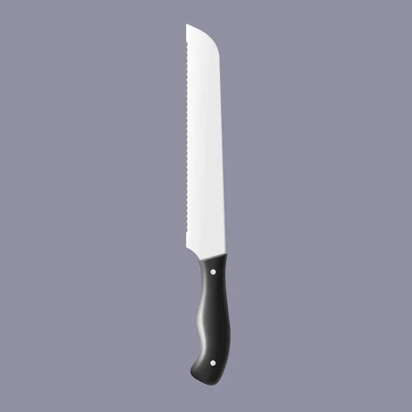 Szef kuchni nóż kucharz z długim szablonem ostrza realistyczny wektor ilustracja izolowane. — Wektor stockowy