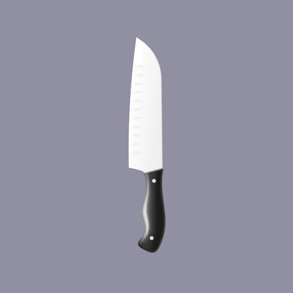 Nouveau couteau santoku sur fond gris. — Image vectorielle