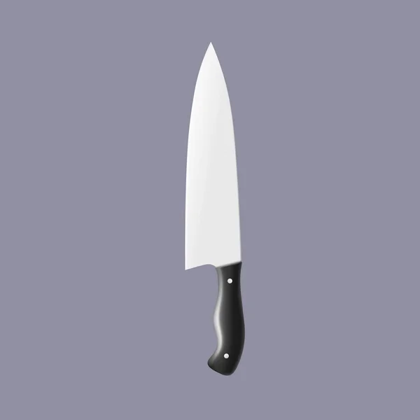 Nowy nóż kucharski na szarym tle. — Wektor stockowy