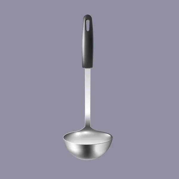 Zupa chochla lub kuchnia duża łyżka szablon realistyczny wektor ilustracja izolowane. — Wektor stockowy
