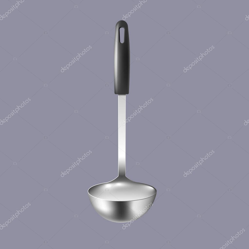 Download Soup Ladle Or Metallic Kitchen Big Spoon Template Realistic Vector Illustration Isolated On Grey Background Mockup Of Cooking Tool Or Kitchen Utensil Element Premium Vector In Adobe Illustrator Ai Ai