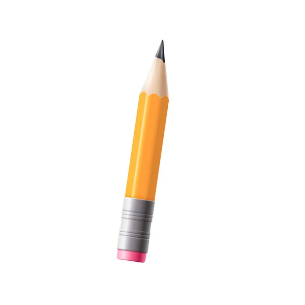 Crayon scolaire court demi-utilisé avec gomme illustration vectorielle réaliste isolé. — Image vectorielle