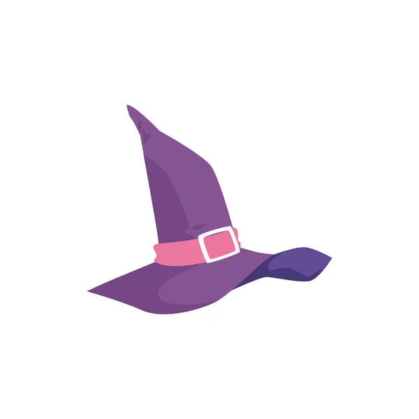 Purpurowy spiczasty kreator kapelusz na Halloween wakacje płaski wektor ilustracja odizolowany. — Wektor stockowy