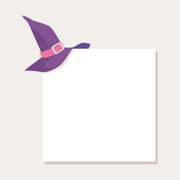 Banner de plantilla para Halloween con ilustración de vector plano de sombrero de bruja aislado. — Archivo Imágenes Vectoriales