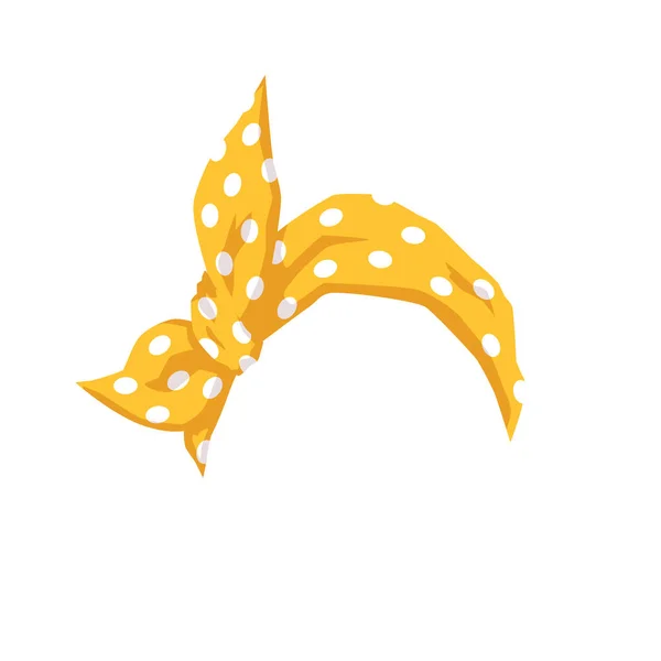 Желтая женская бандана с белой пунктирной узором - изолированная лента для волос — стоковый вектор
