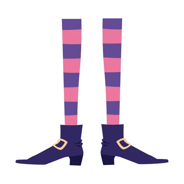 Piernas de bruja en medias y botas icono, vector plano ilustración aislado. — Vector de stock