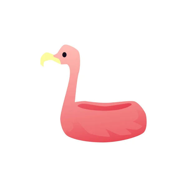 Pink rubber lifebuoy in shape of flamingo flat vector illustration isolated. — Stock Vector