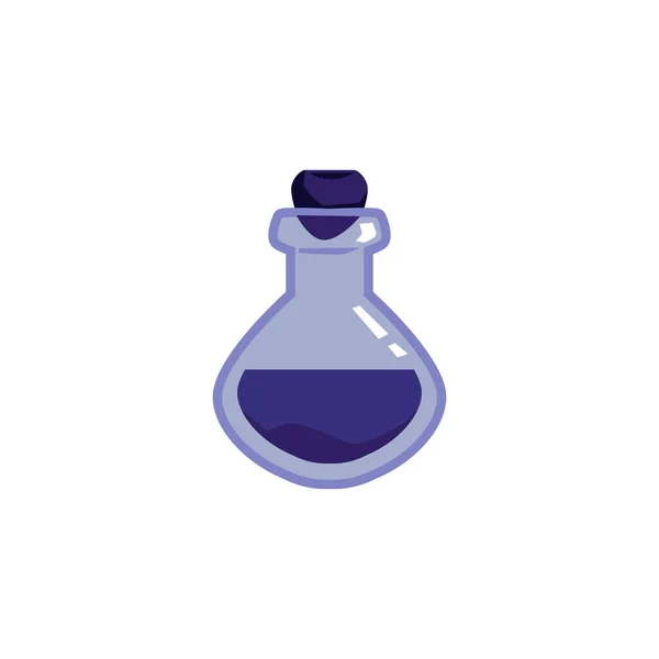 Bottiglia pozione magica blu scuro isolato su sfondo bianco — Vettoriale Stock