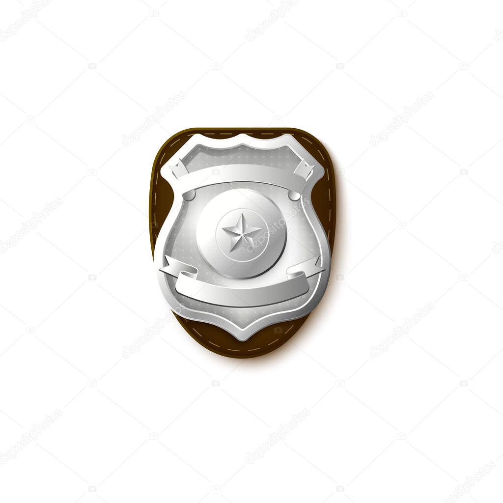 Silver police or constabulary badge template vector illustration isolated.