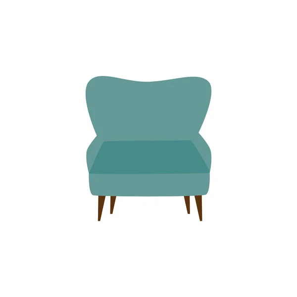 Sillón azul aislado sobre fondo blanco, elemento mobiliario — Vector de stock